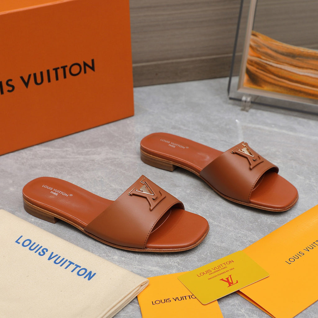 Women's Leather Slide Slippers