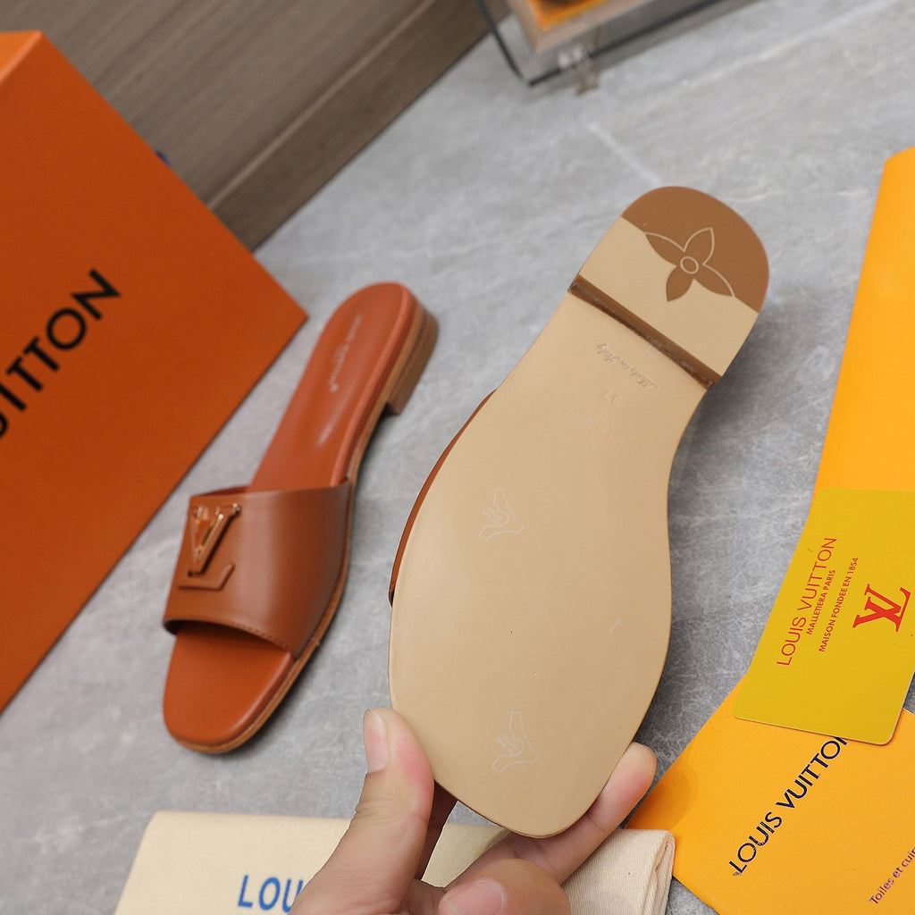 Women's Leather Slide Slippers