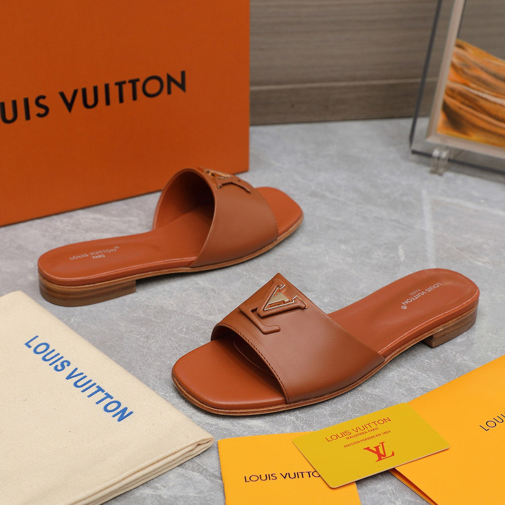 Women's Leather Slide Slippers