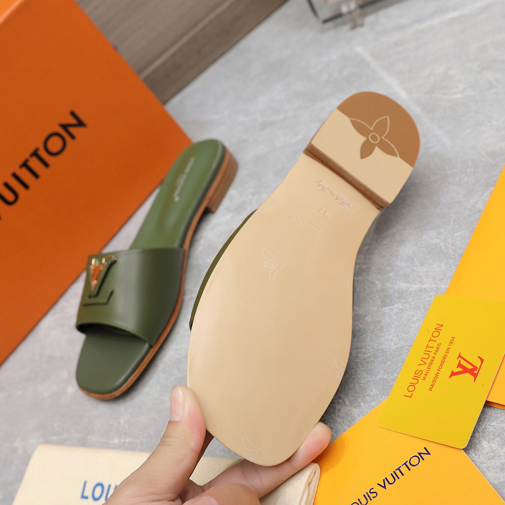 Green Leather Slippers