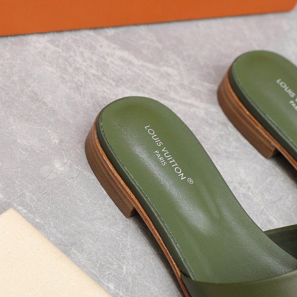 Green Leather Slippers
