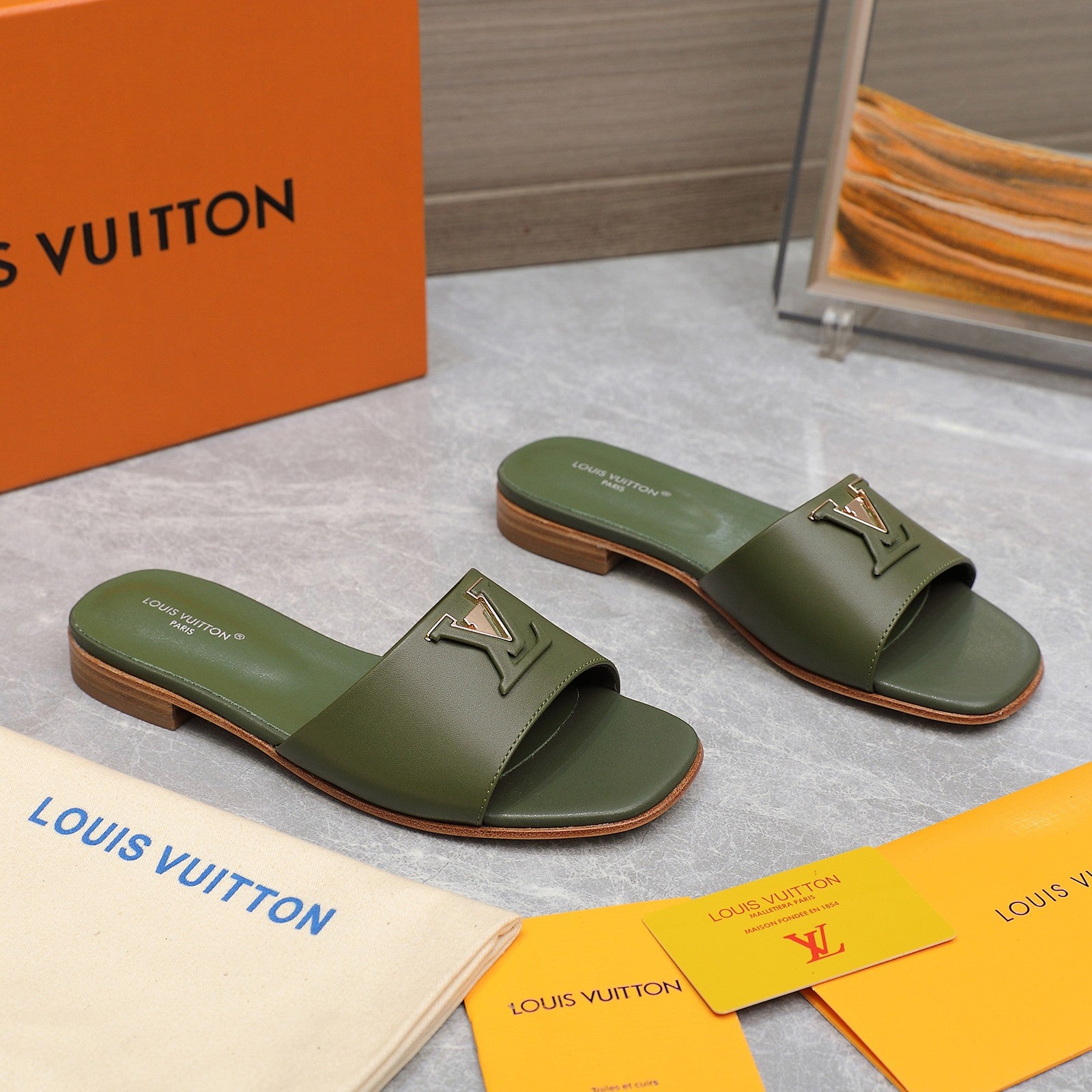 Green Leather Slippers