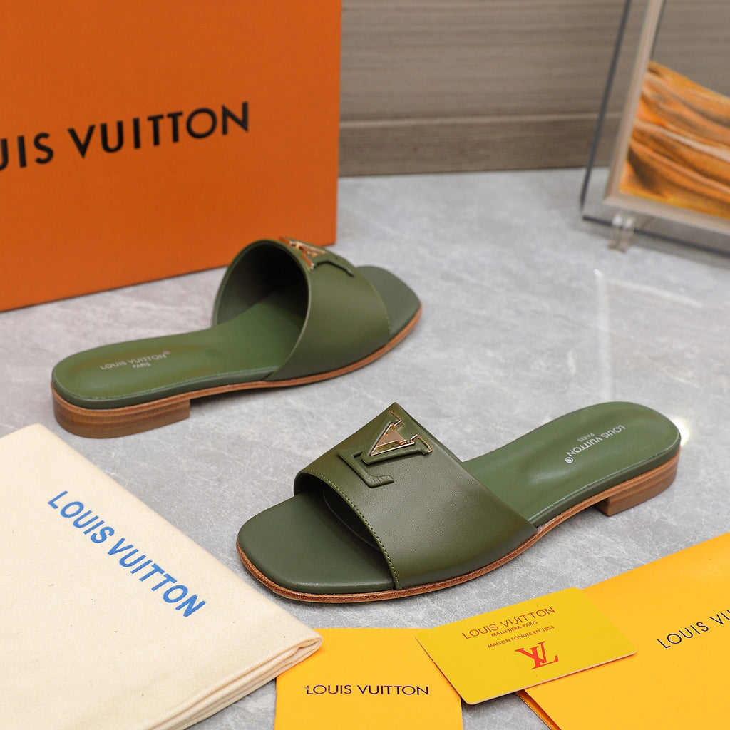 Green Leather Slippers