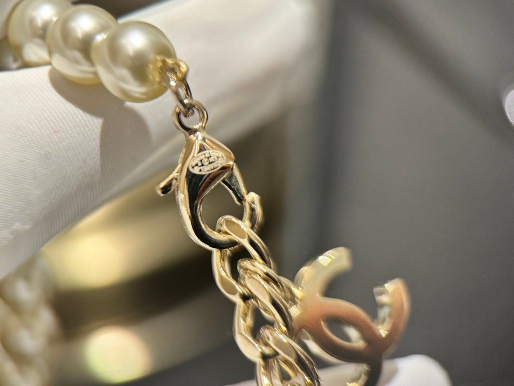 Pearl Chain Logo Necklace