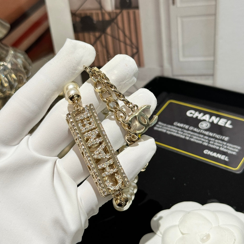 Pearl Chain Logo Necklace