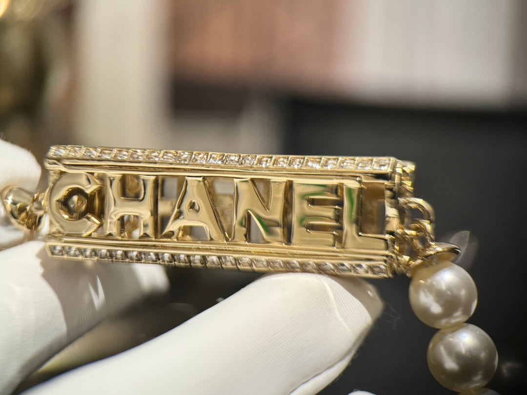 Pearl Chain Logo Necklace