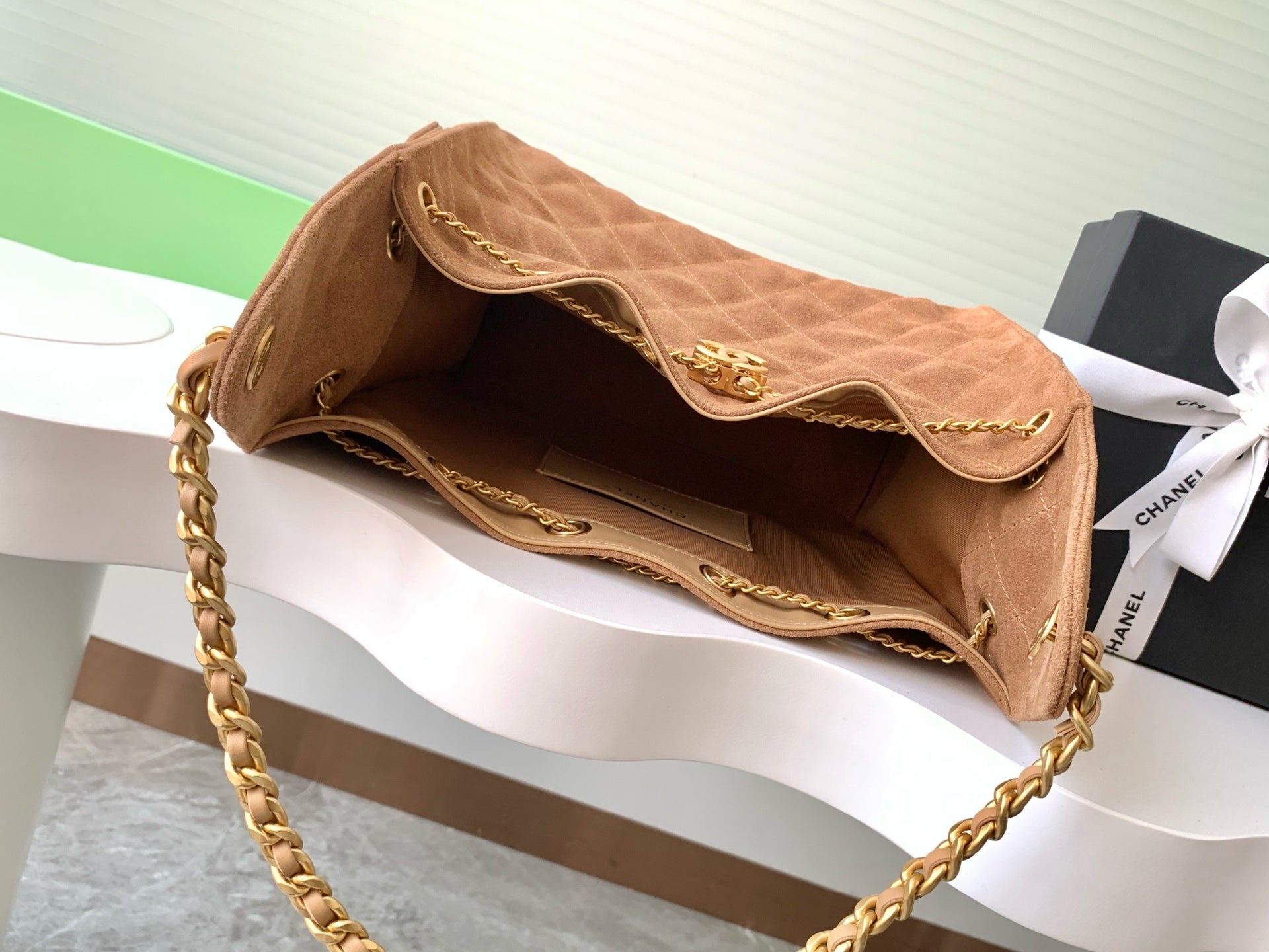 25 Medium Suede Bucket Bag