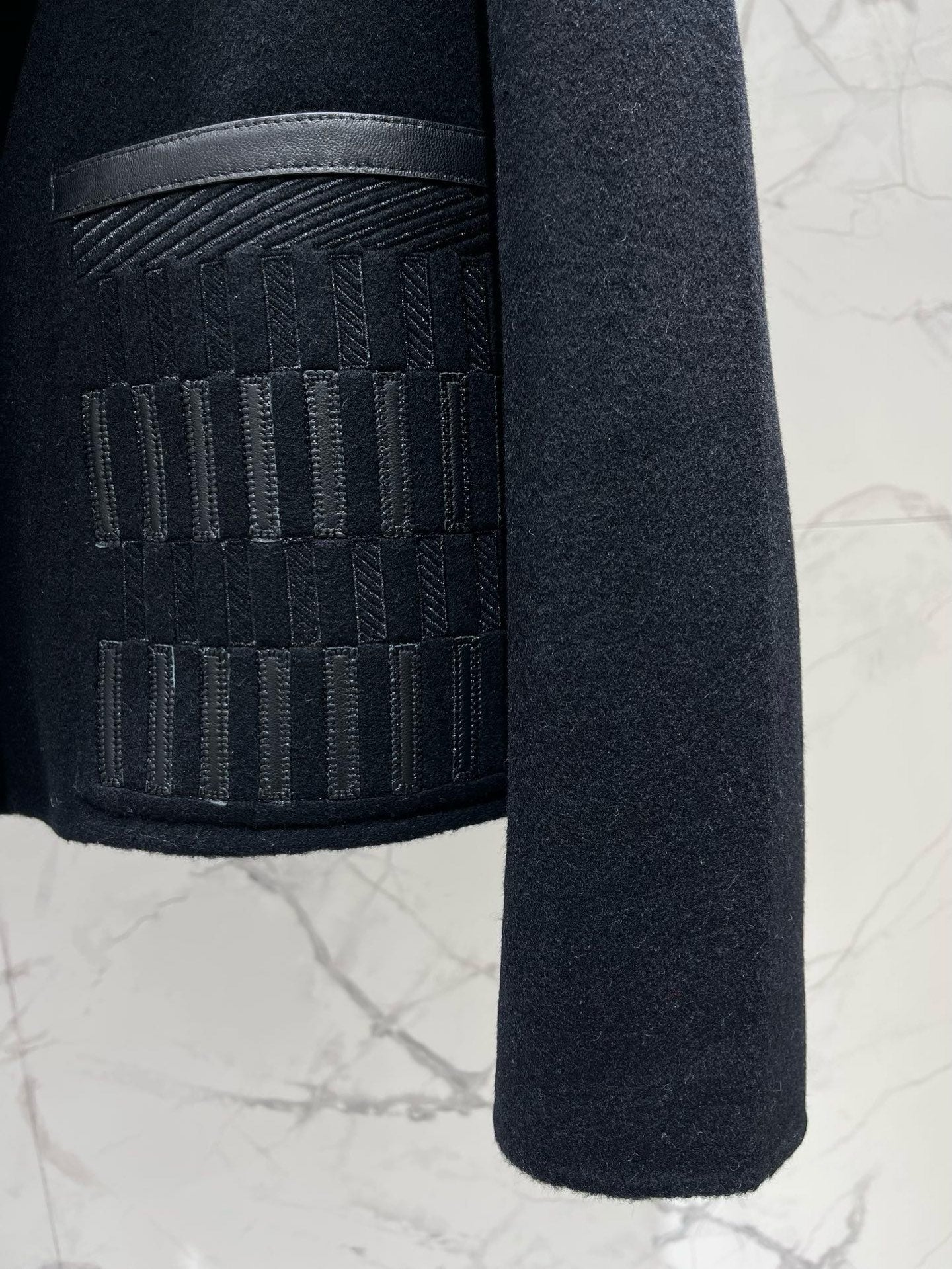 Embroidered Wool Short Jacket