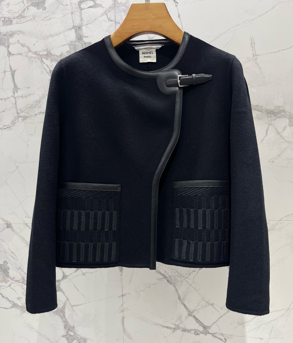 Embroidered Wool Short Jacket