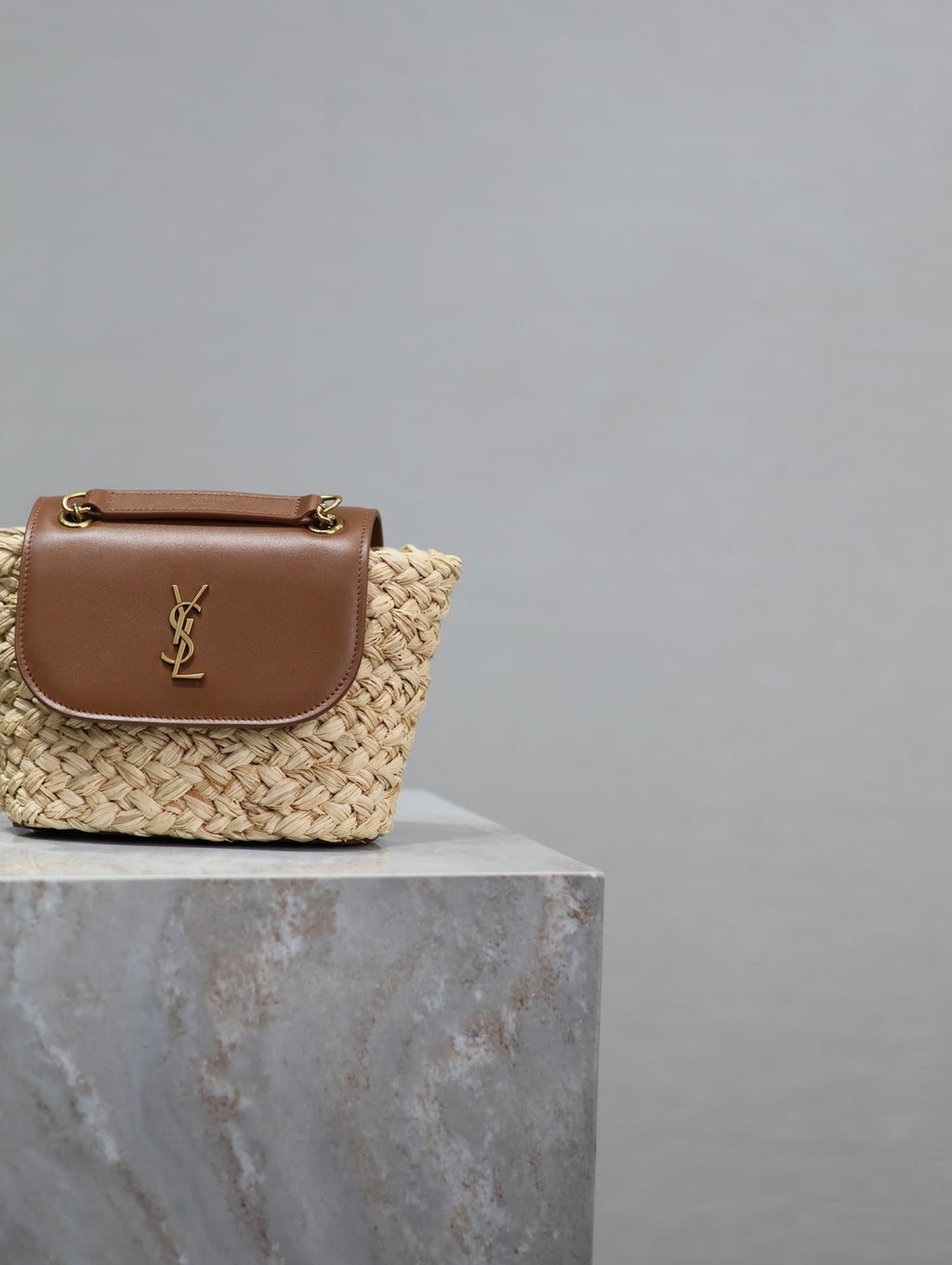 Mini Manon Straw & Leather Bag