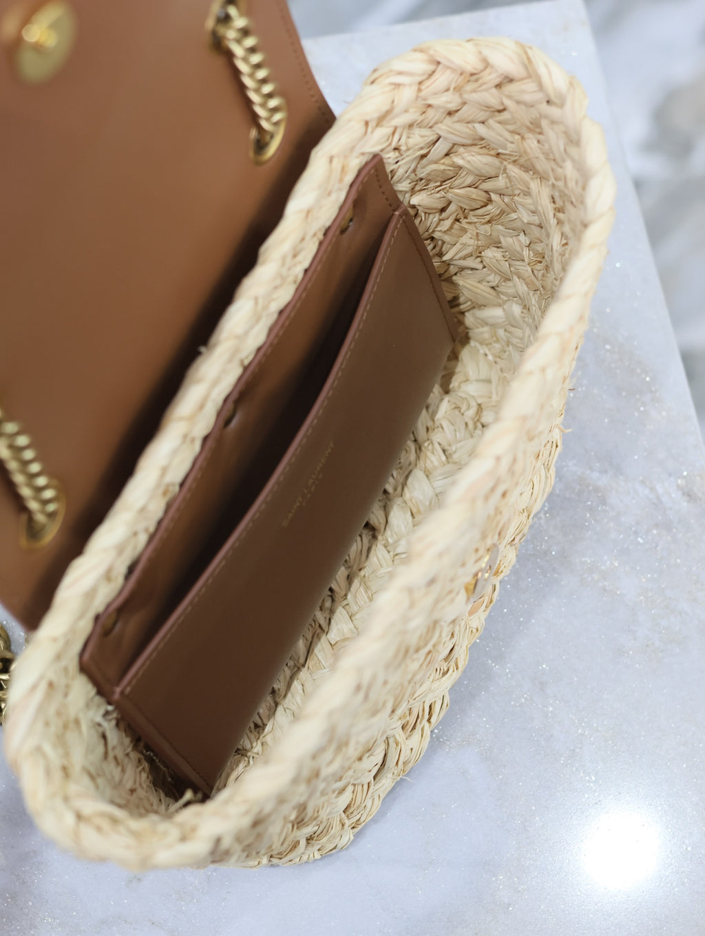 Mini Manon Straw & Leather Bag