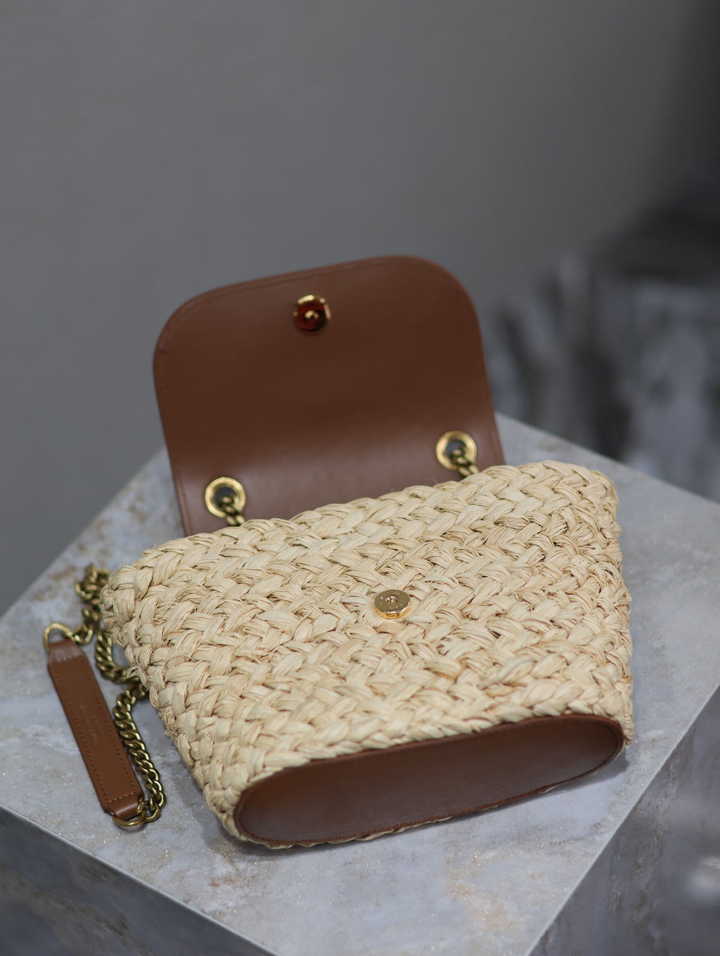 Mini Manon Straw & Leather Bag