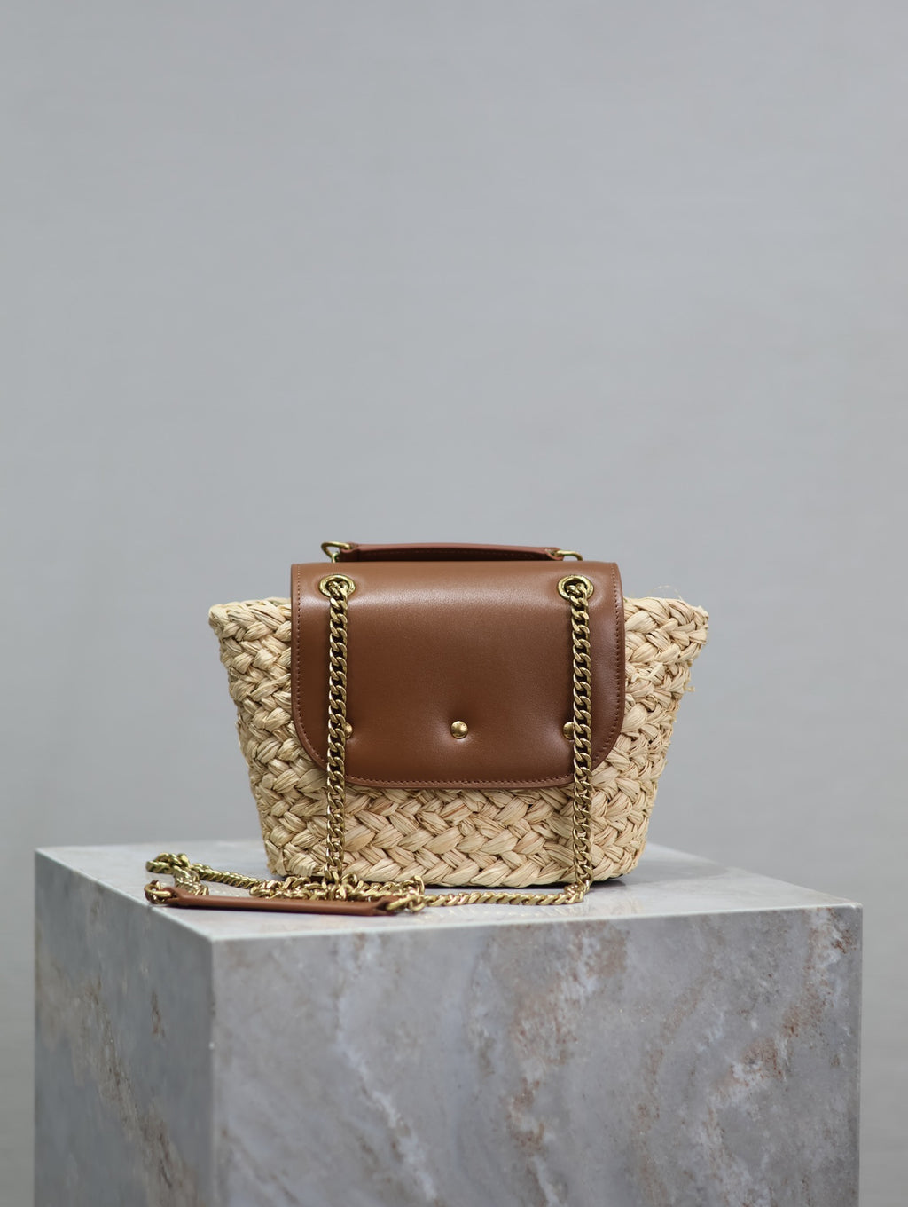 Mini Manon Straw & Leather Bag