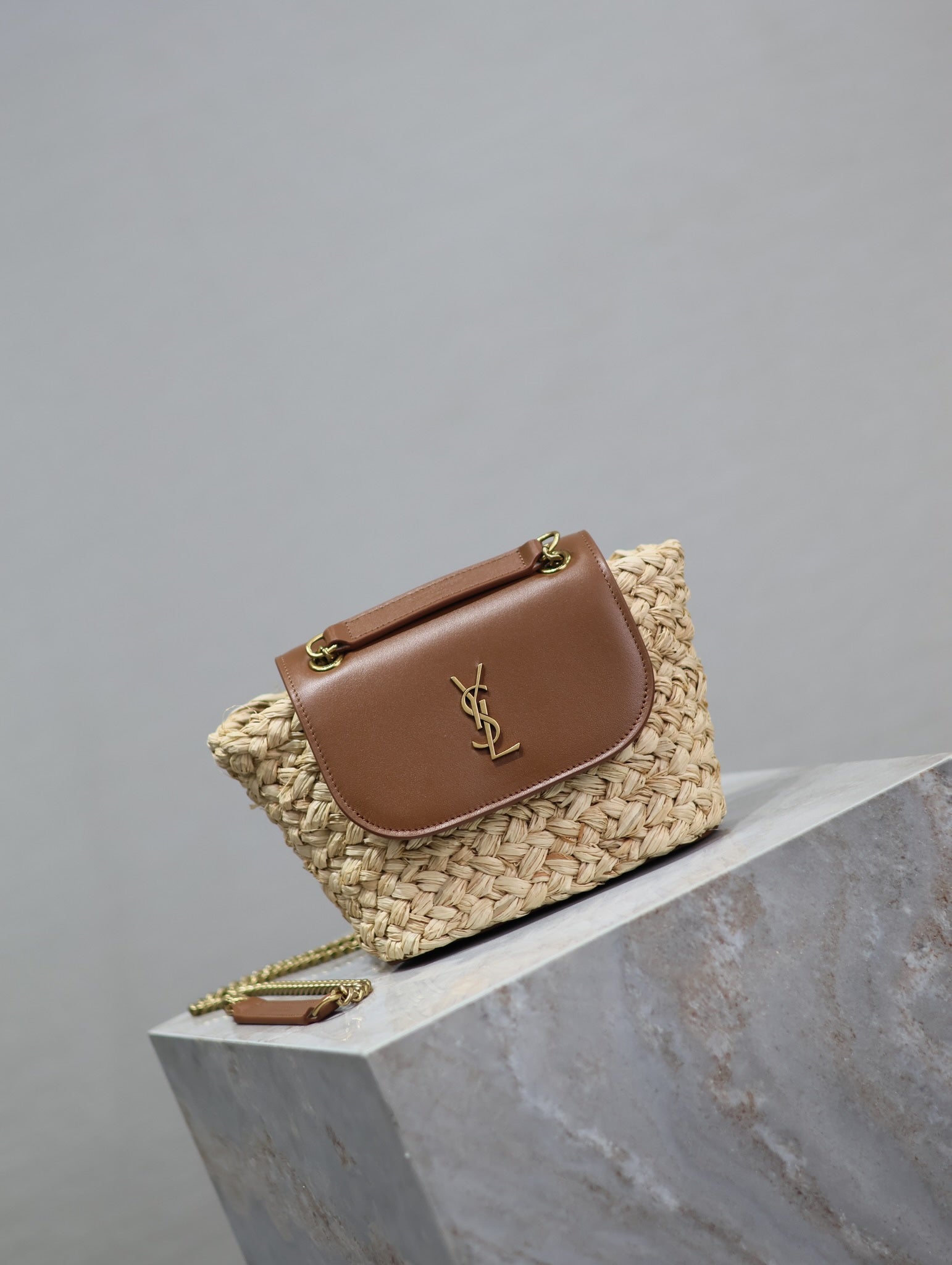 Mini Manon Straw & Leather Bag
