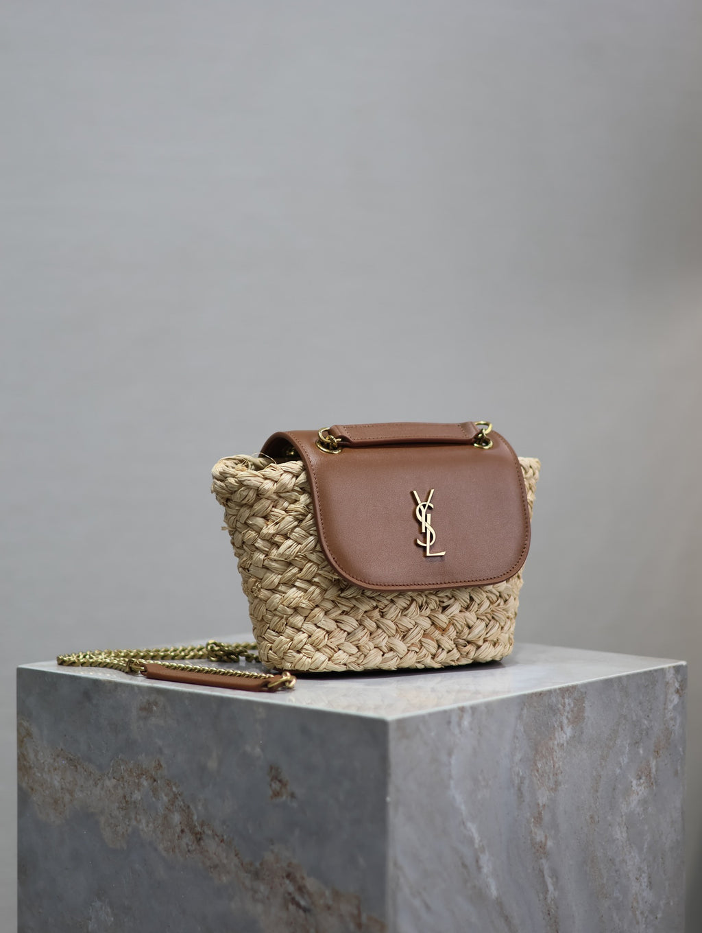 Mini Manon Straw & Leather Bag