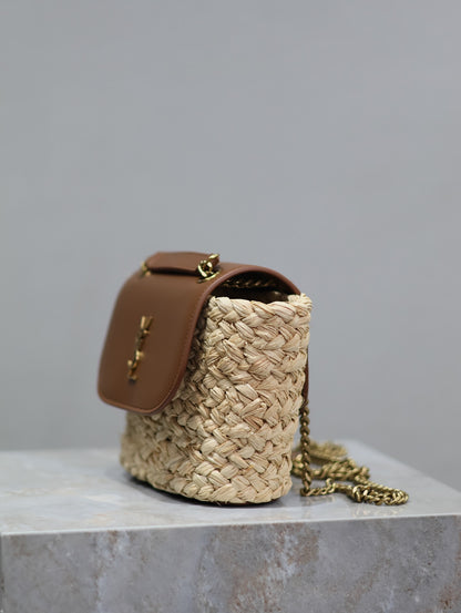 Mini Manon Straw & Leather Bag