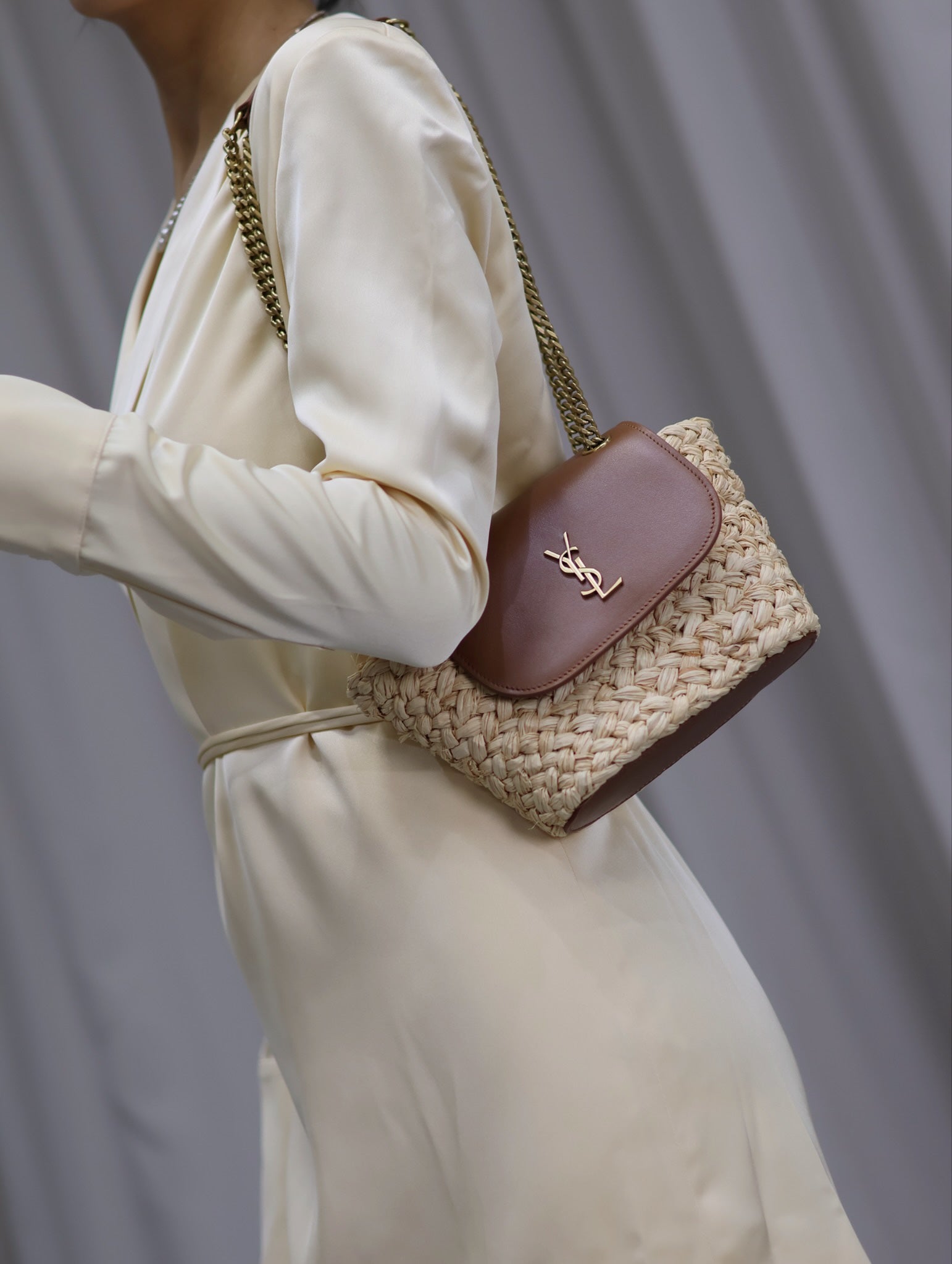 Mini Manon Straw & Leather Bag