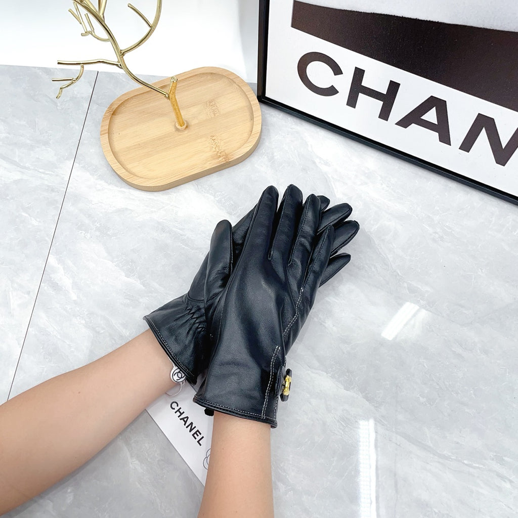 Leather Bow Detail Gloves