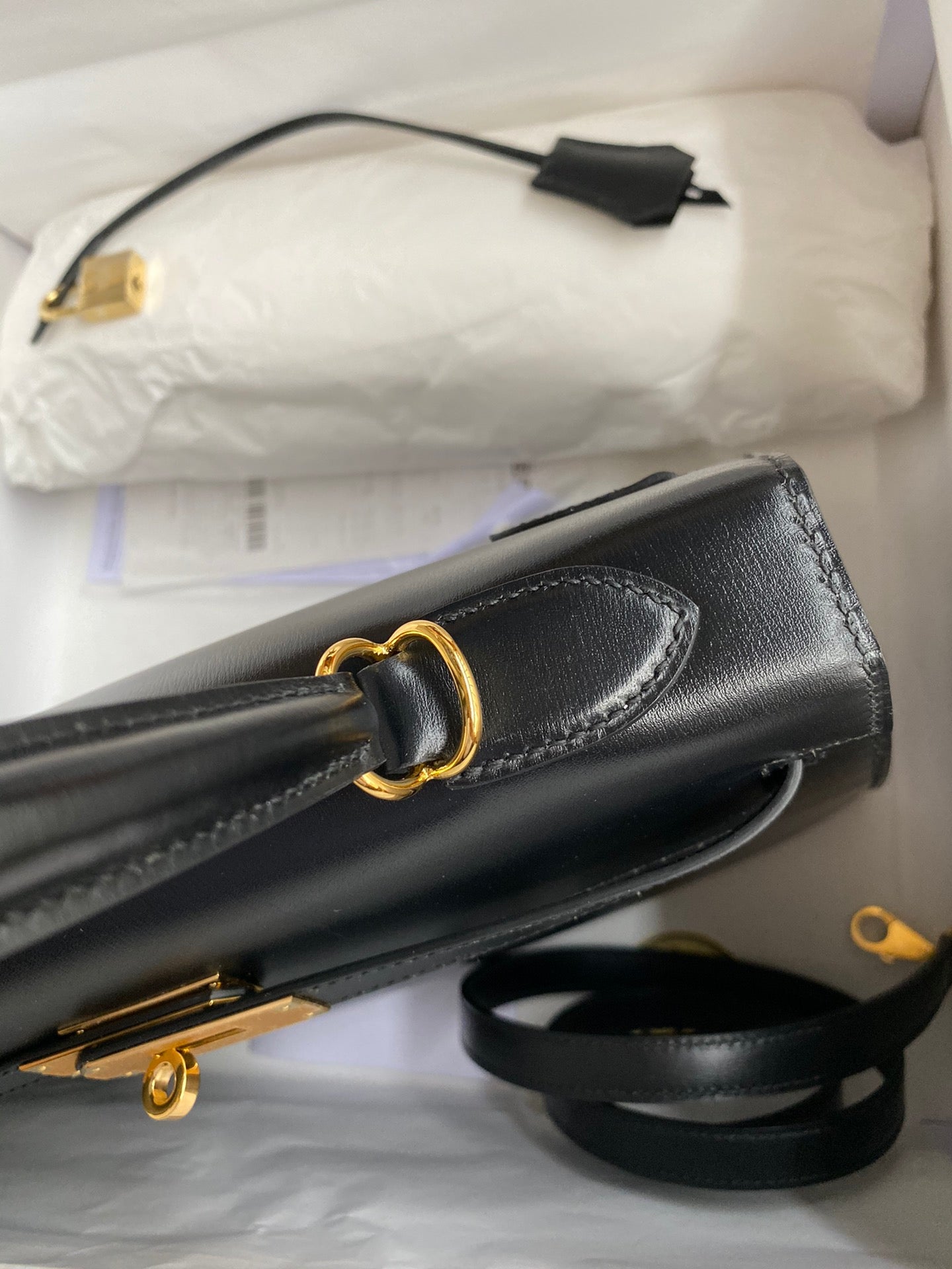 Kelly 32cm Box Leather Handbag