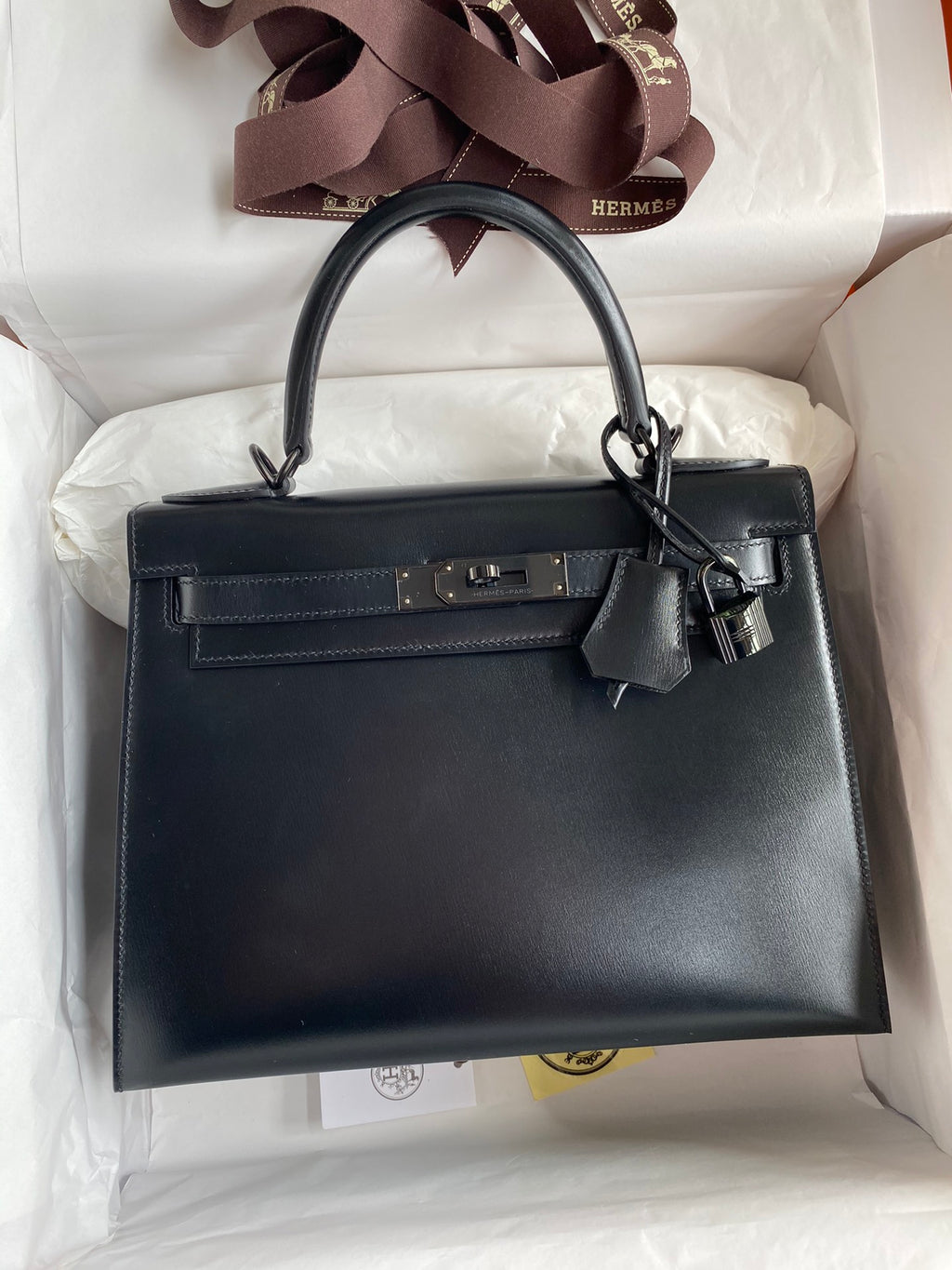 Kelly 25cm Box Leather Handbag