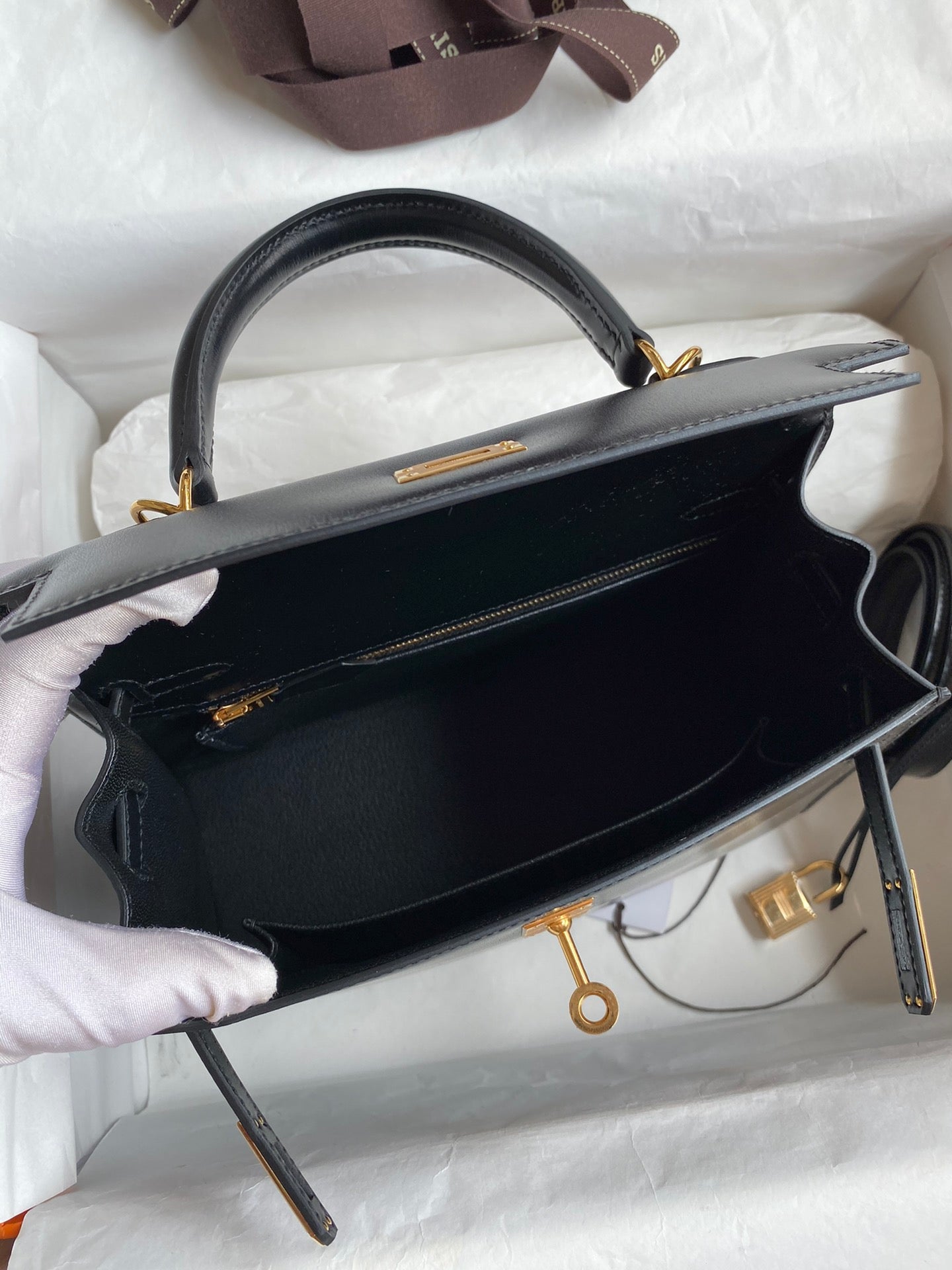 Kelly 25cm Box Leather Handbag