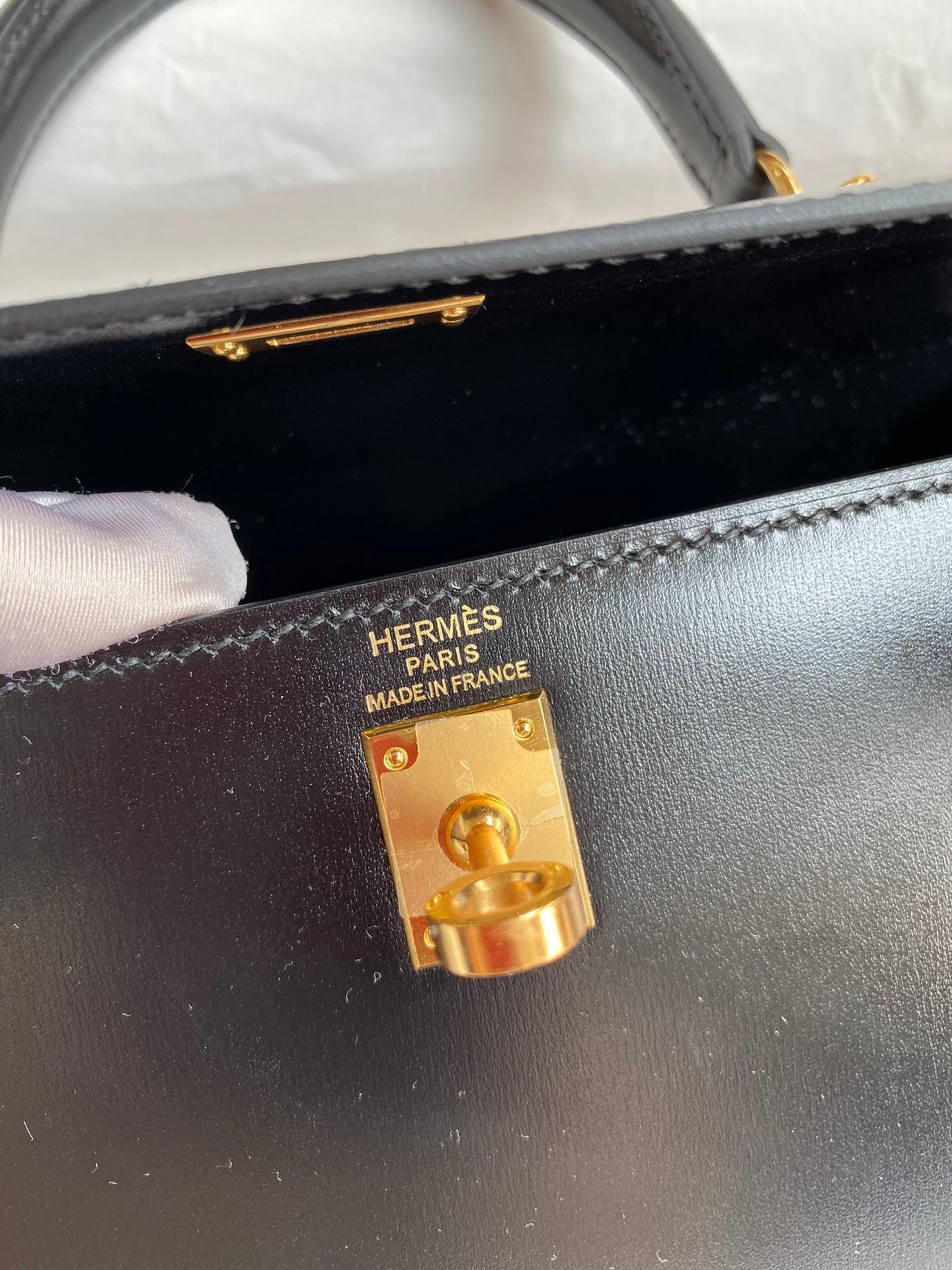 Kelly 25cm Box Leather Handbag