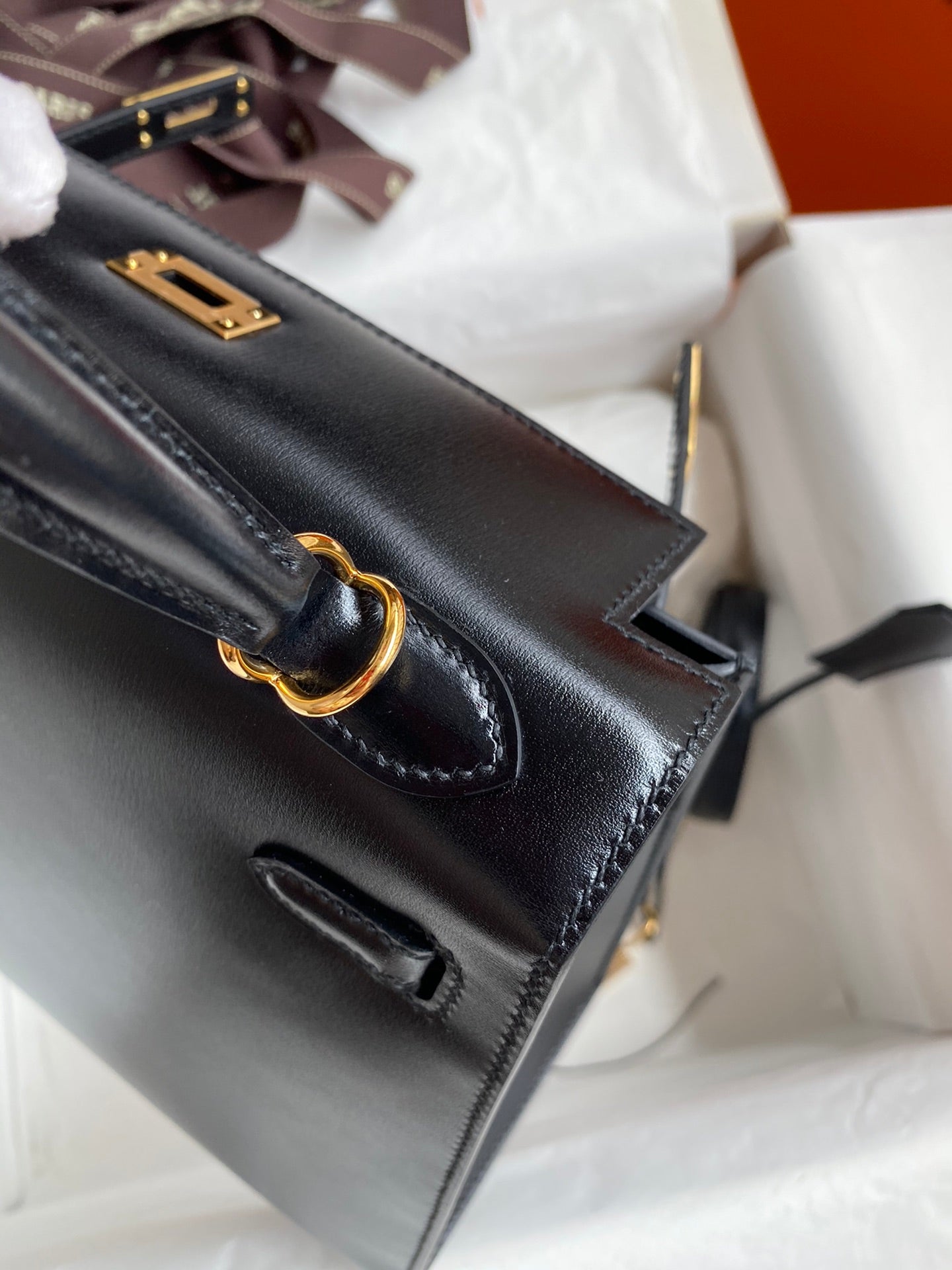 Kelly 25cm Box Leather Handbag