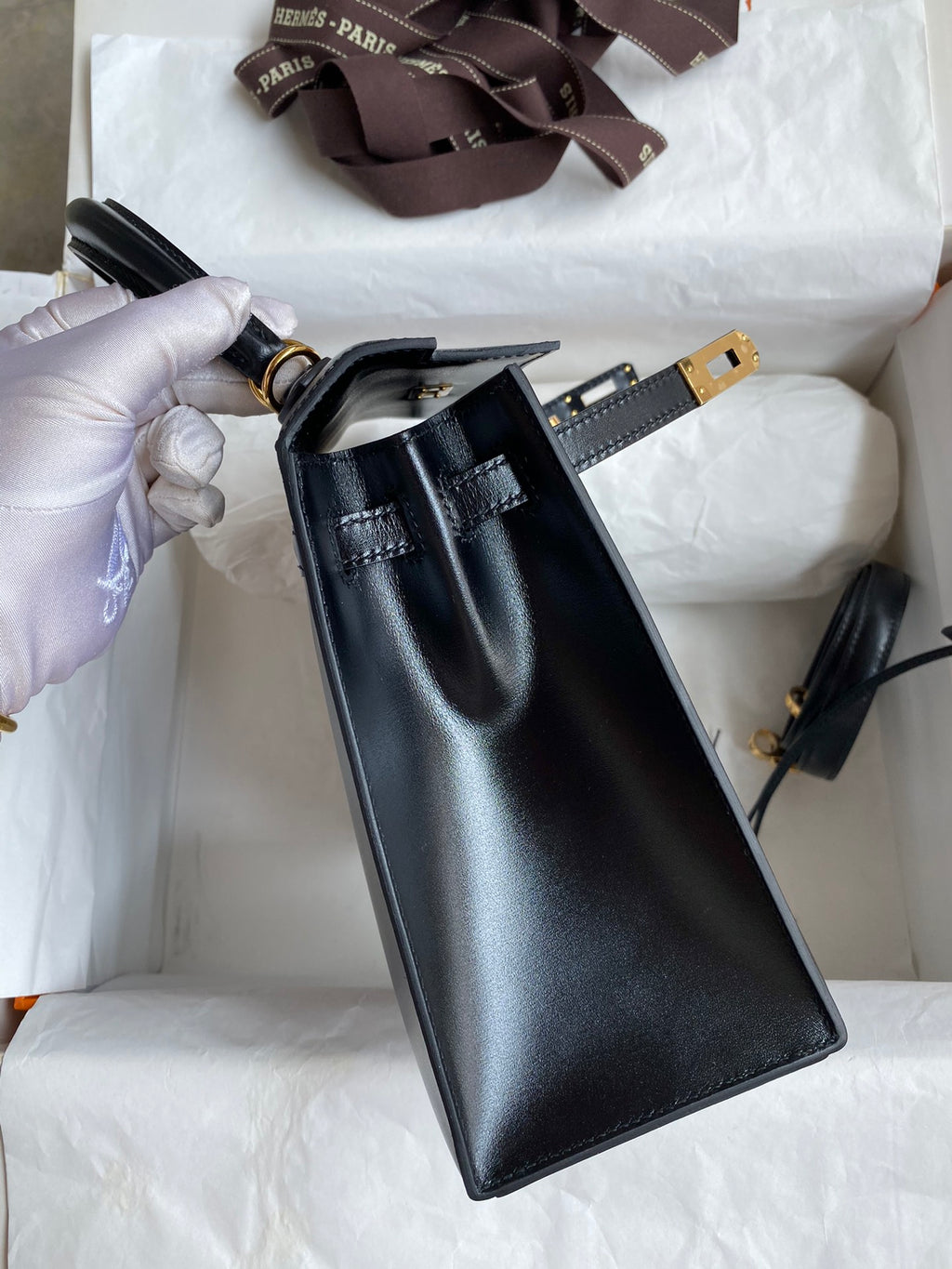 Kelly 25cm Box Leather Handbag