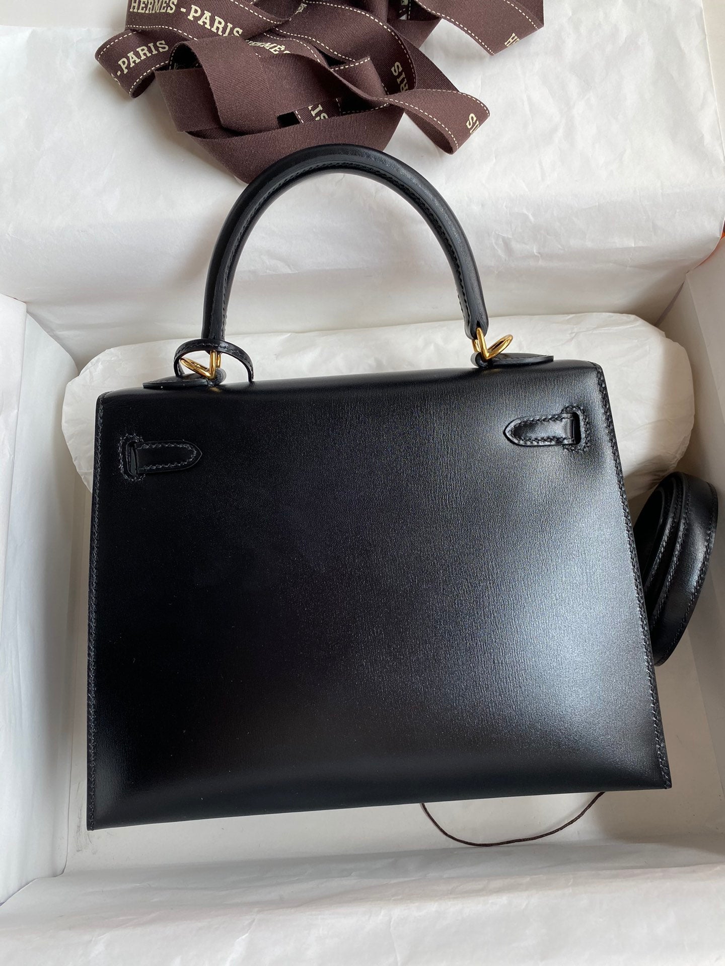 Kelly 25cm Box Leather Handbag