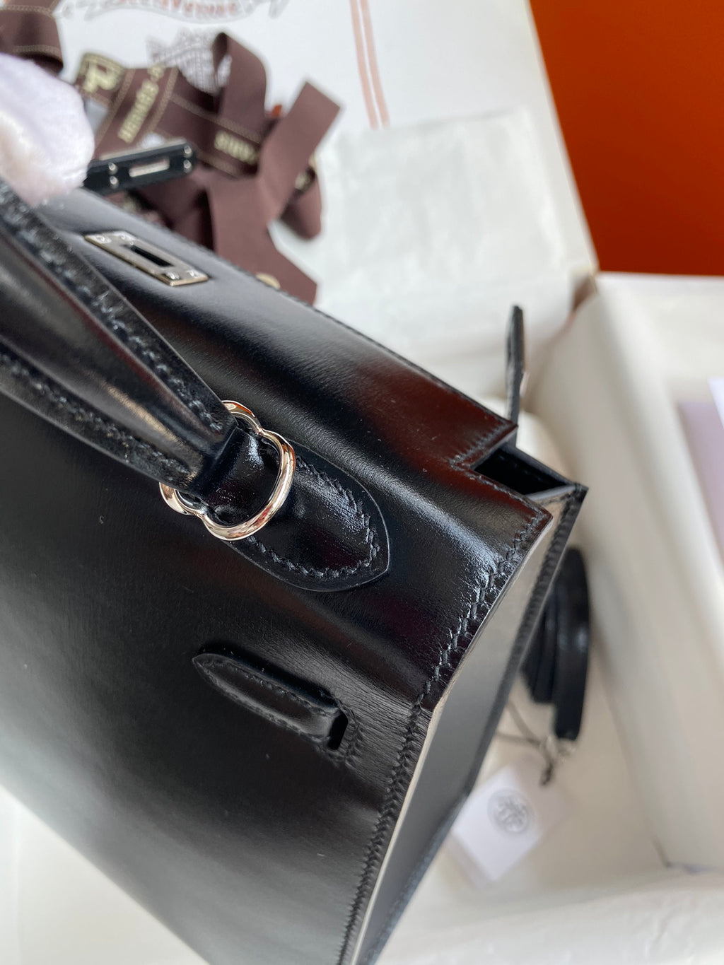 Kelly 25cm Box Leather Handbag