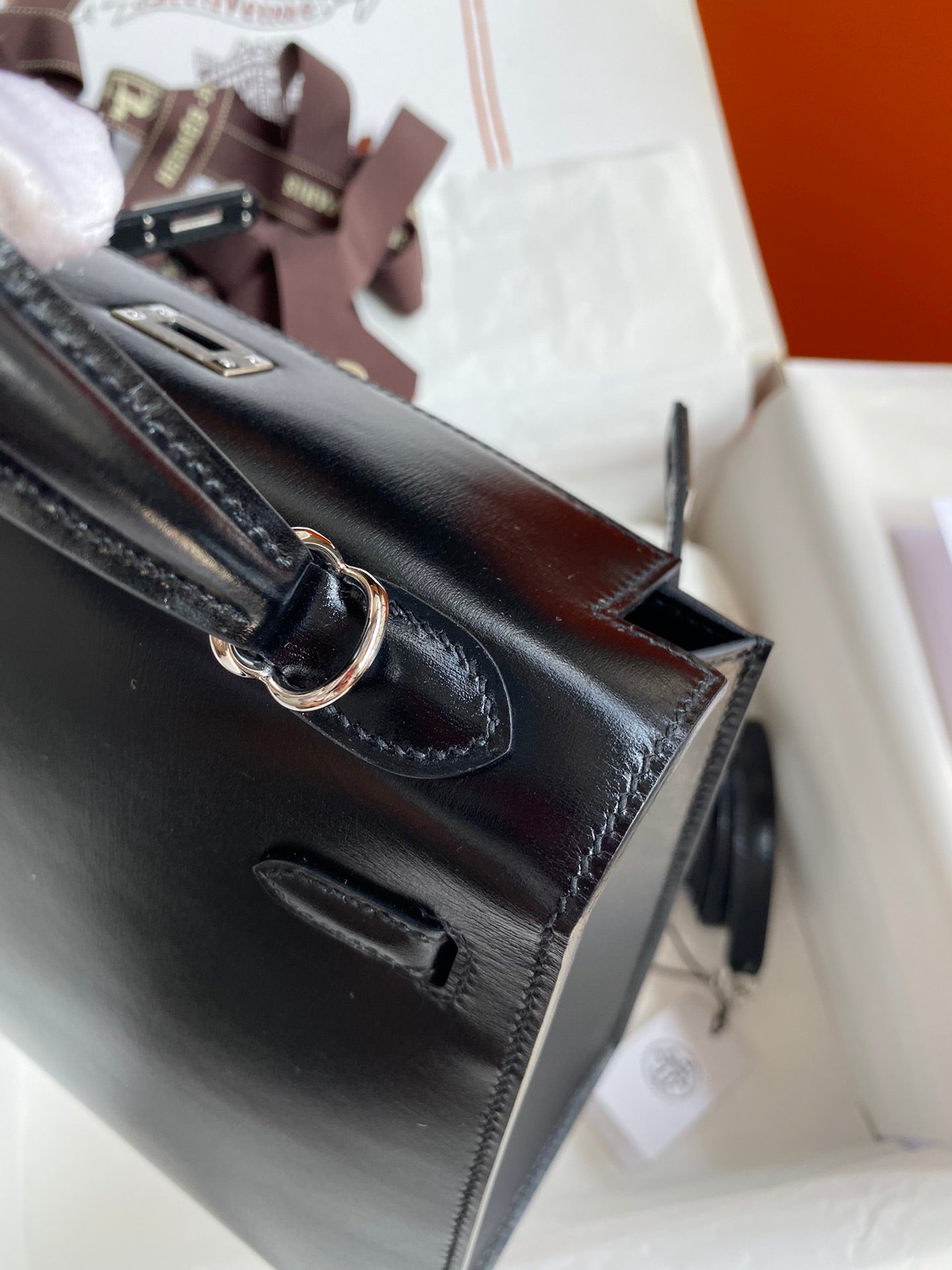 Kelly 25cm Box Leather Handbag