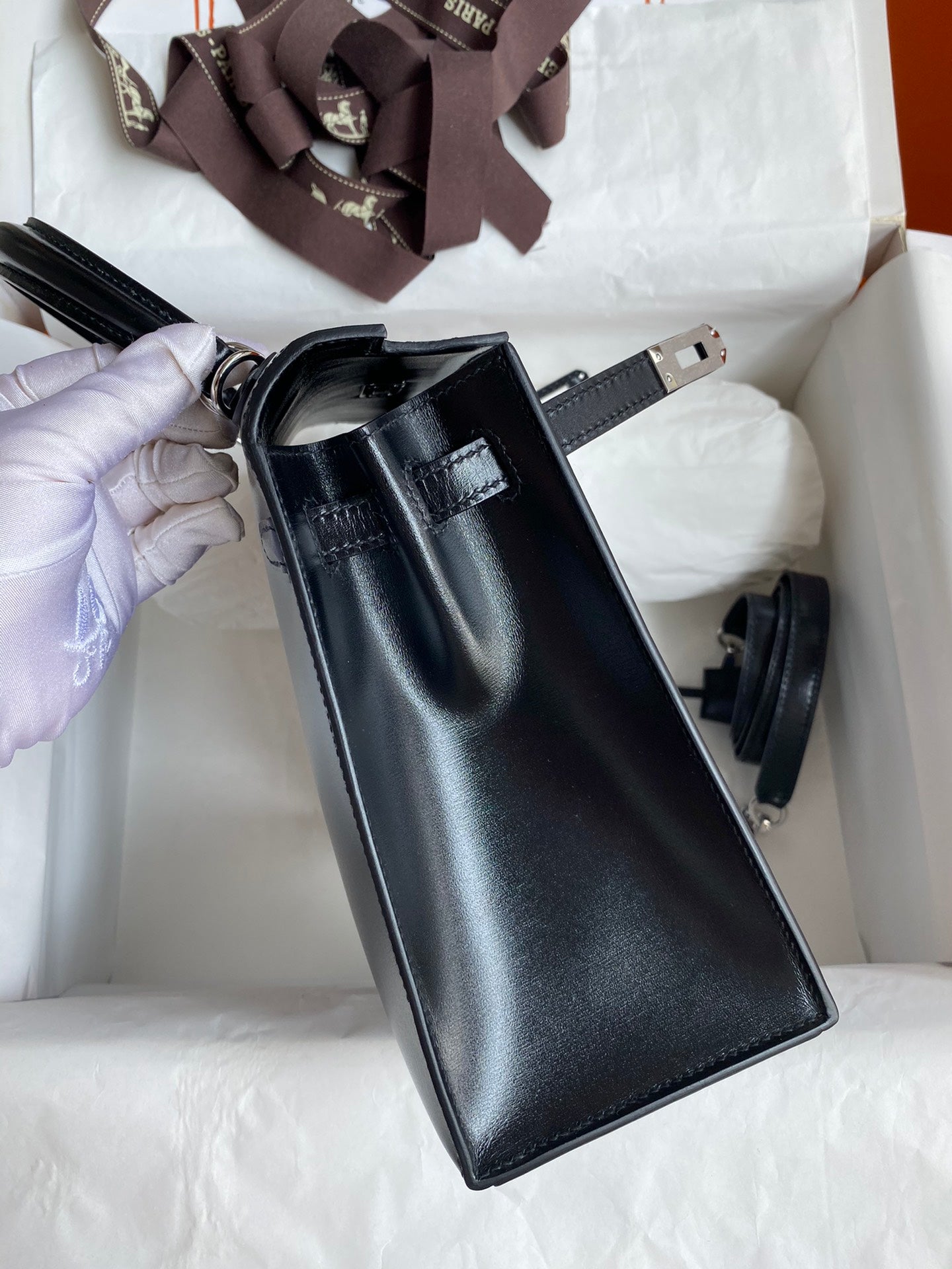 Kelly 25cm Box Leather Handbag