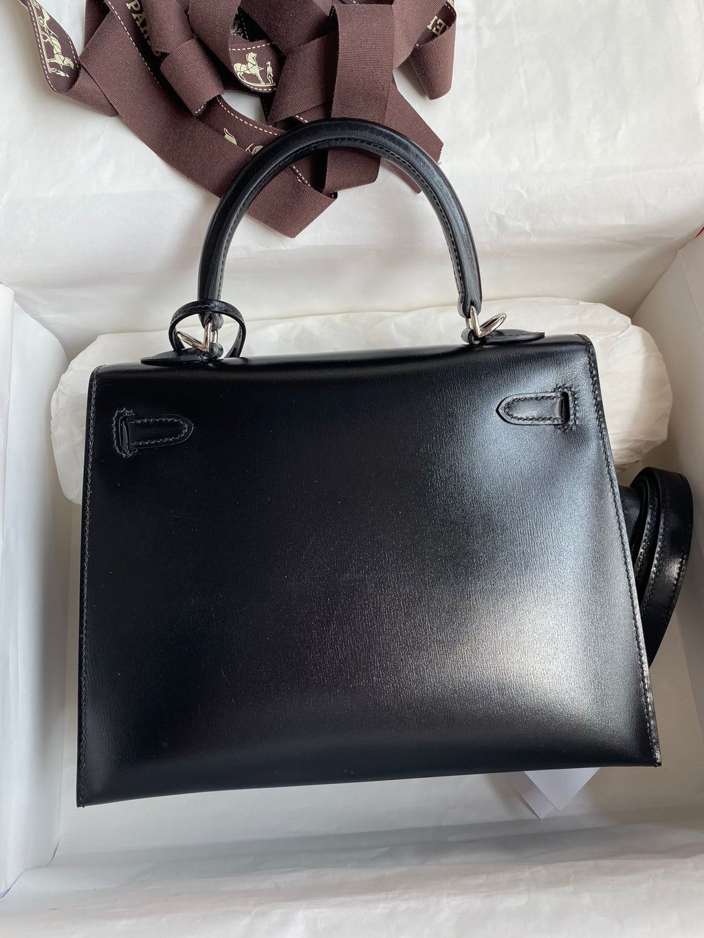 Kelly 25cm Box Leather Handbag