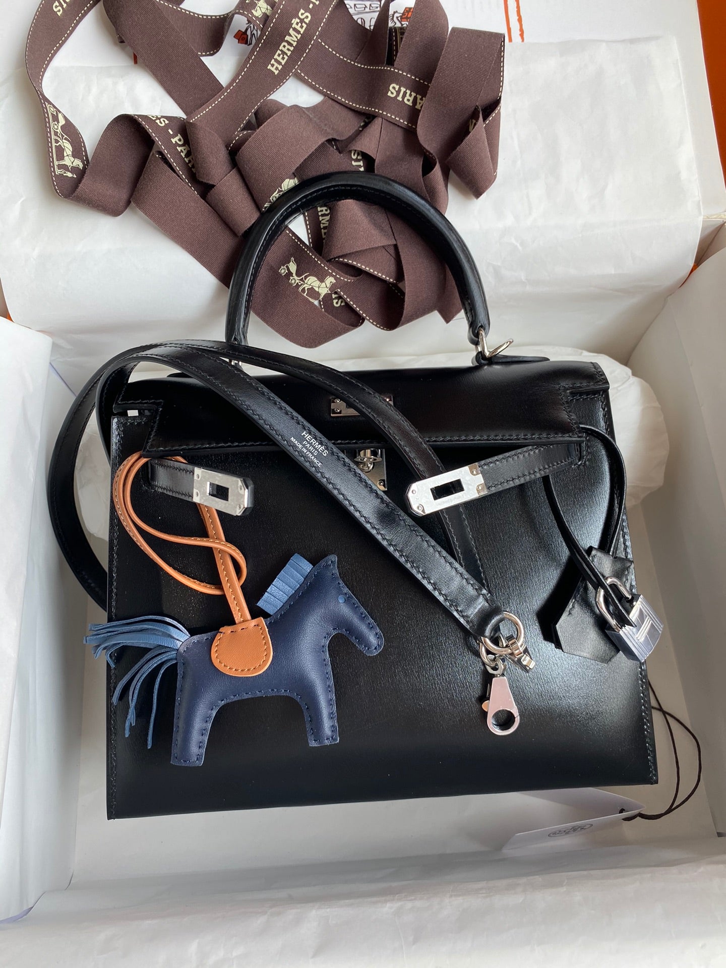 Kelly 25cm Box Leather Handbag