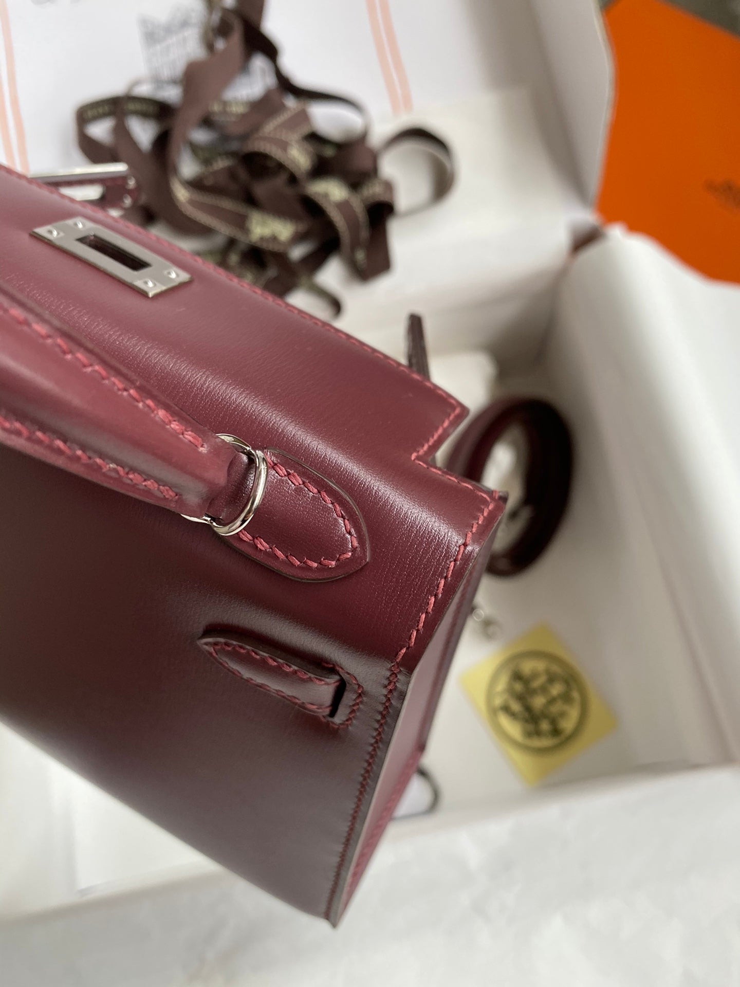 Mini Kelly 19cm Box Leather Handbag