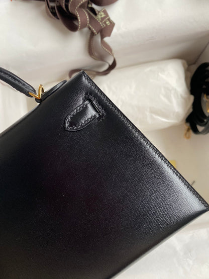 Mini Kelly 19cm Box Leather Handbag