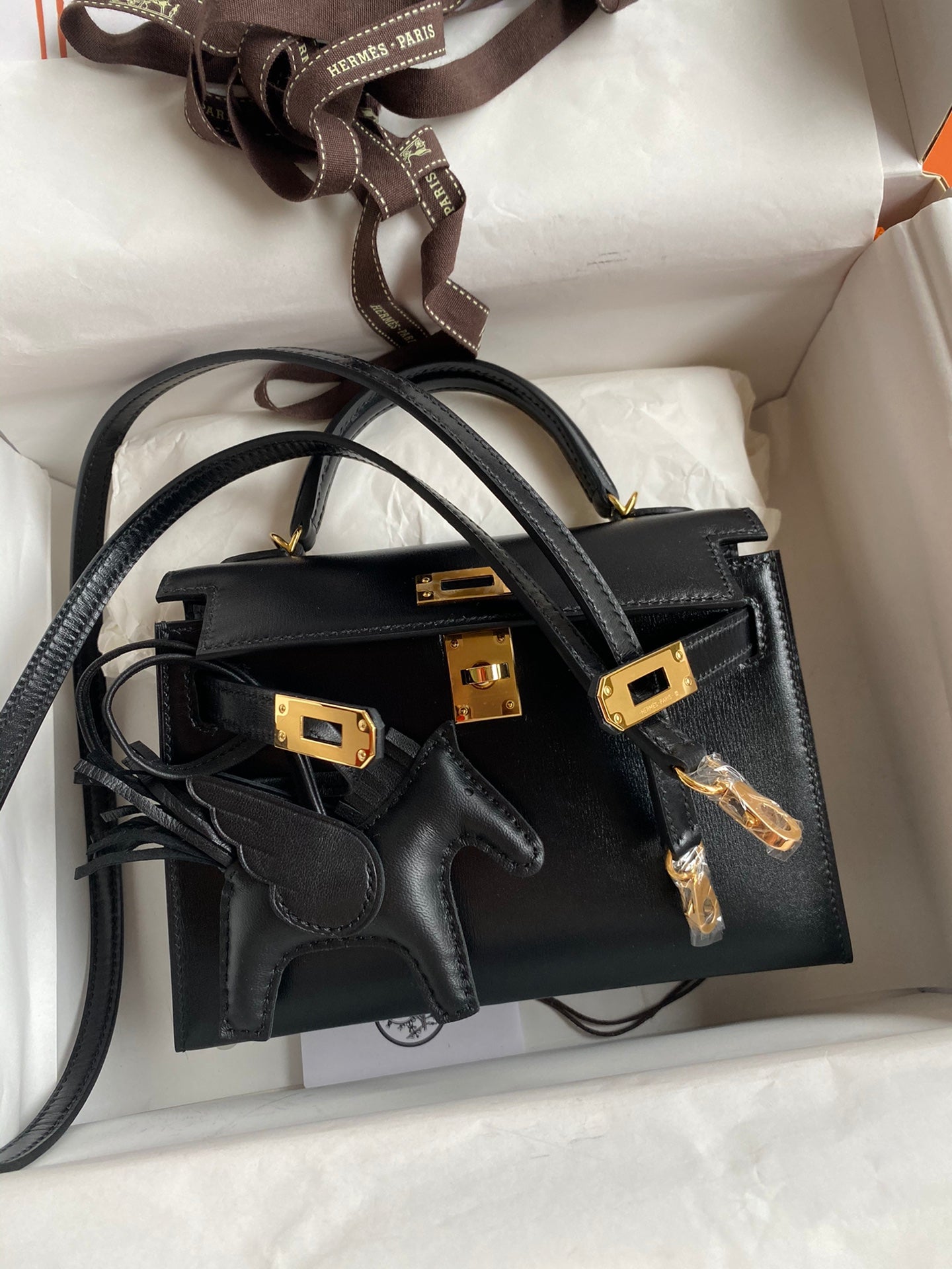 Mini Kelly 19cm Box Leather Handbag