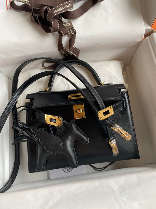 Mini Kelly 19cm Box Leather Handbag