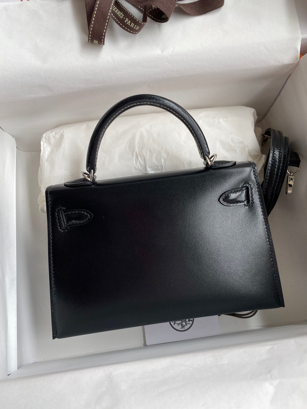 Mini Kelly 19cm Box Leather Handbag