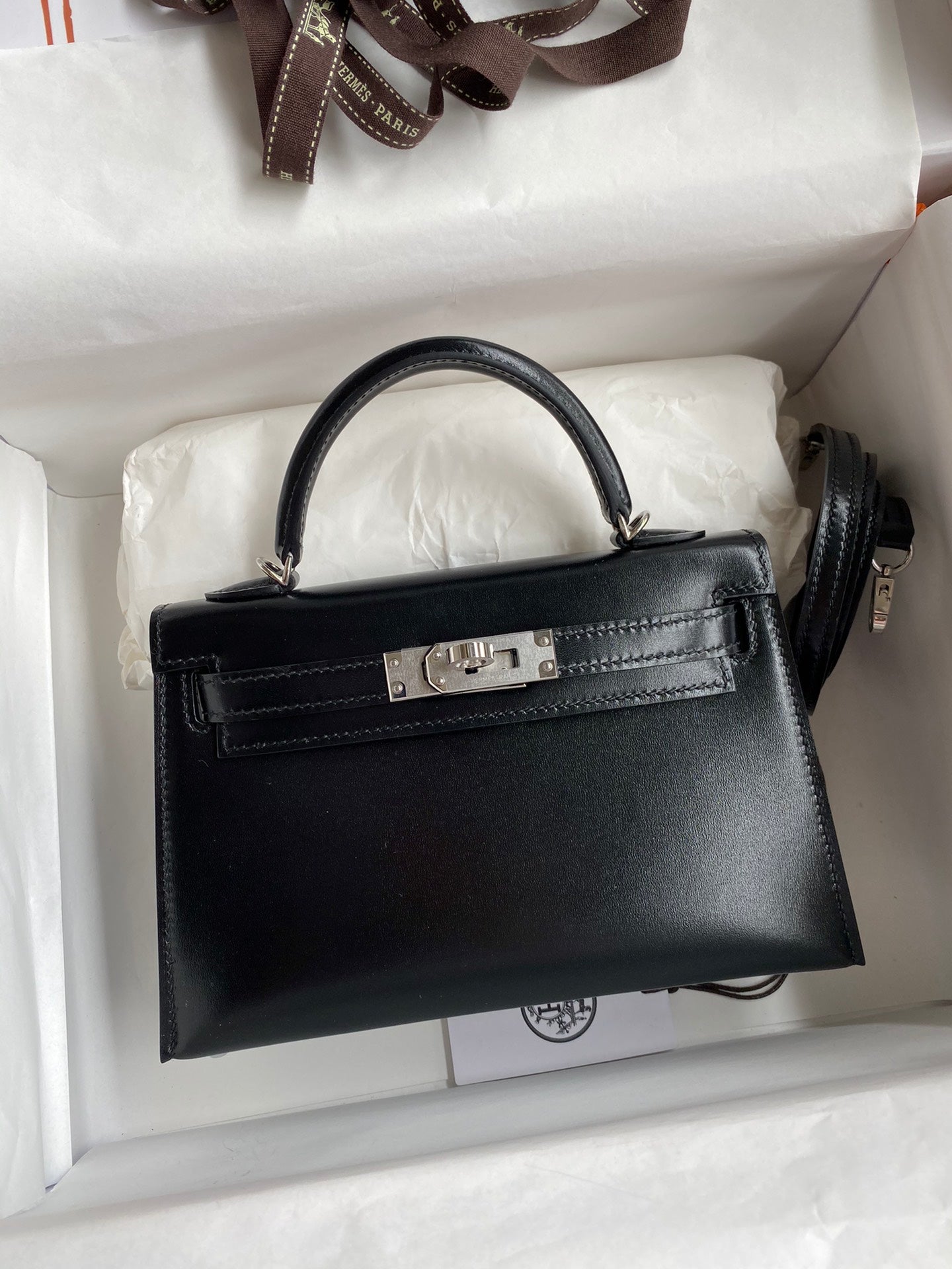 Mini Kelly 19cm Box Leather Handbag