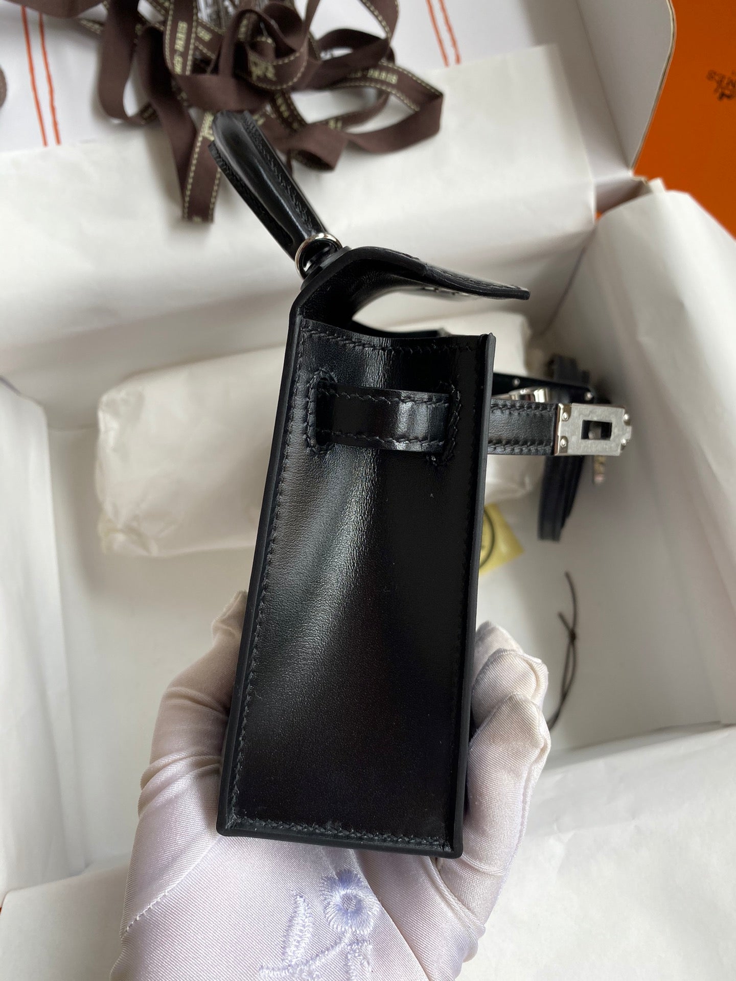 Mini Kelly 19cm Box Leather Handbag