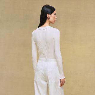 Ribbed Knit Long Sleeve Top – Soft Structured Minimalism