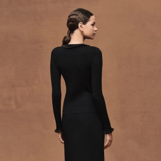 Ribbed Knit Long Sleeve Dress – Structured Elegance