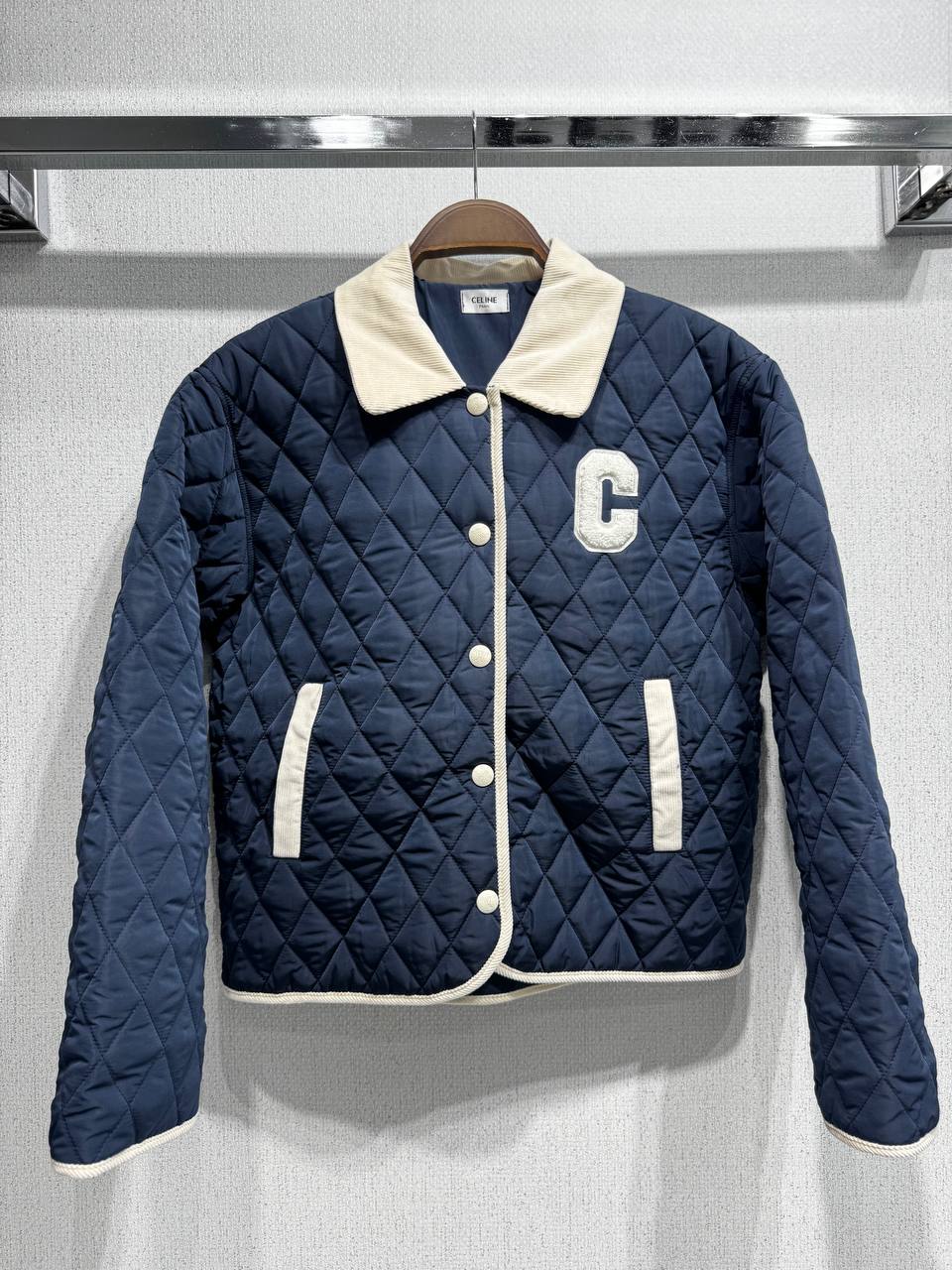 Quilted Jacket with Corduroy Collar & 'C' Appliqué