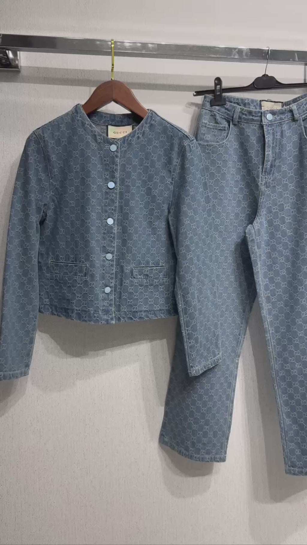 Monogram Denim Jacket & Straight-Leg Jeans Set