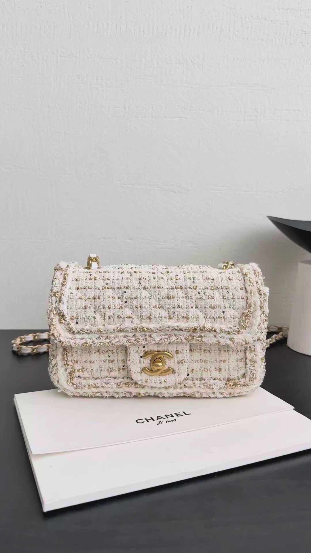 26 Tweed Flap Shoulder Bag