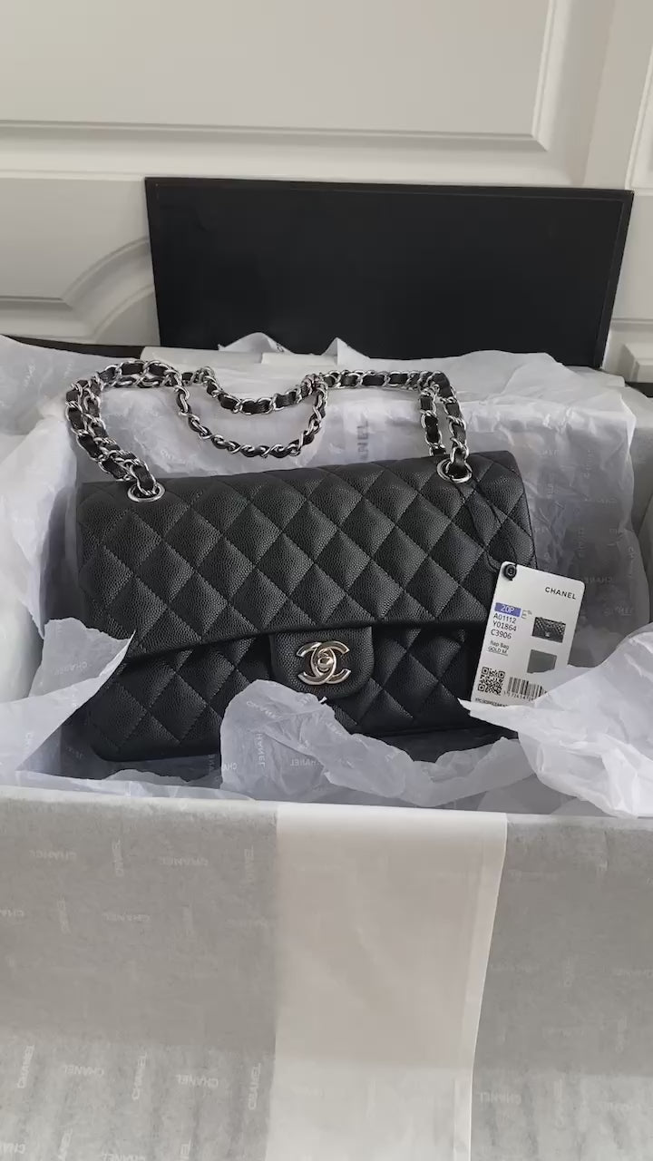 2.55 Caviar Leather- Silver hardware