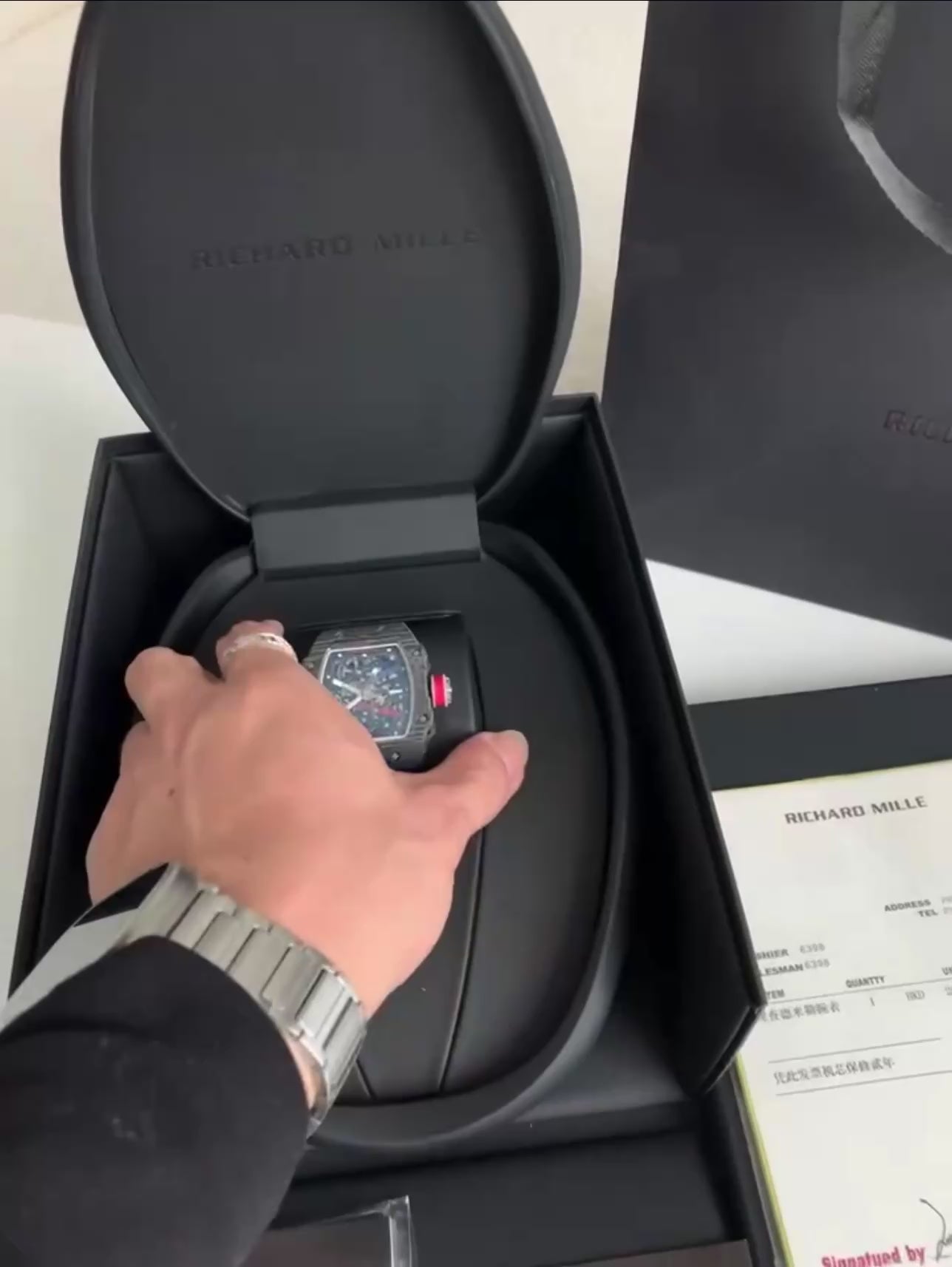 Square Skeleton Chronograph Watch 42MM Titanium Carbon Style