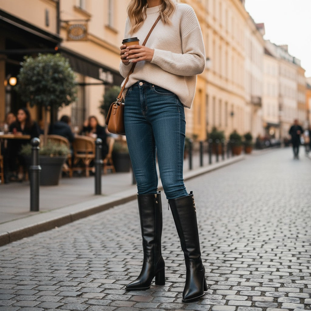 Black Knee-High Leather Boots